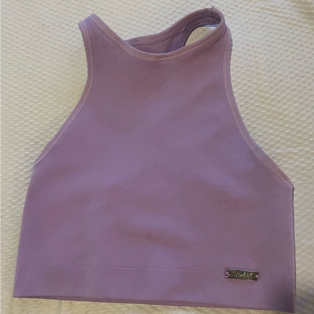 Bombshell Sportswear Purple Fitted Crop Tank Top